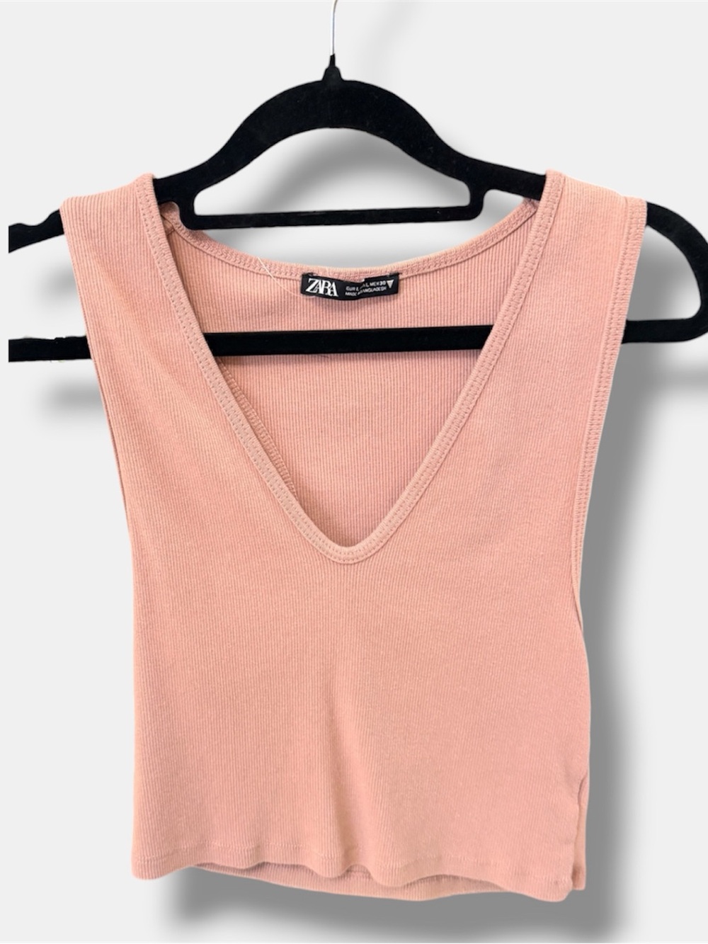 Zara Pink Ribbed V-Neck Tank Top #38